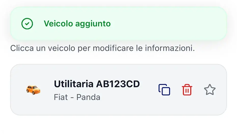 Servizi per gli host, veicoli preferiti screenshot 1