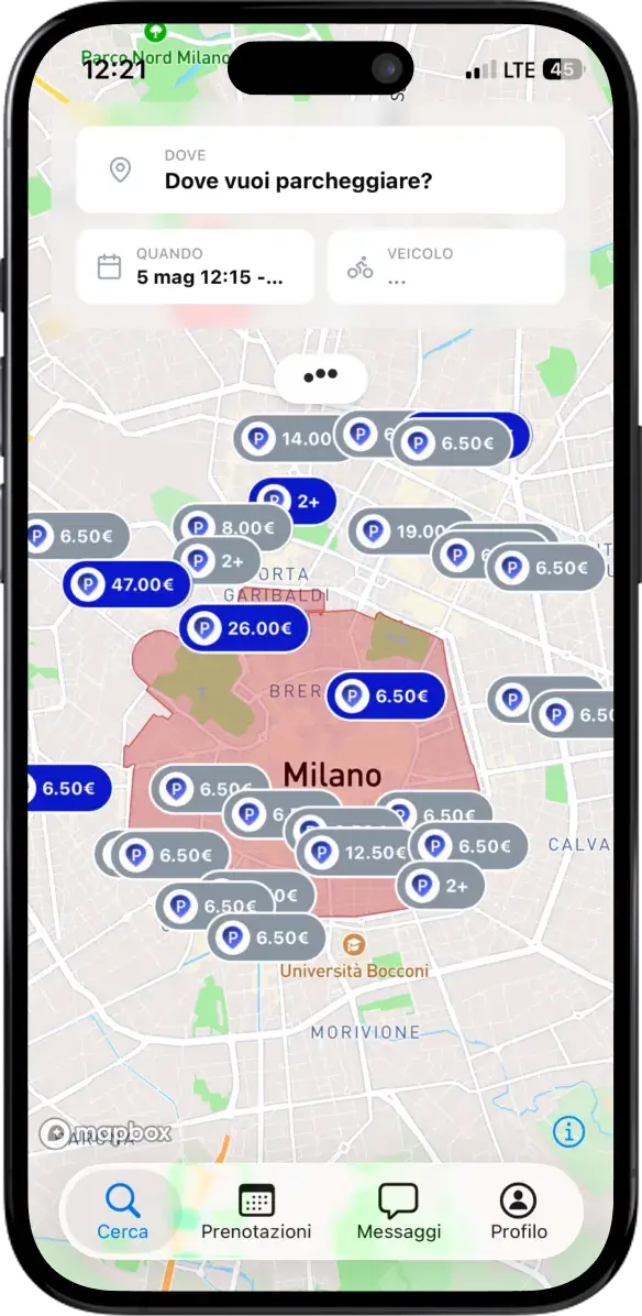 Servizio Parkito per pagare l'Area C di Milano dall'app